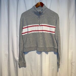 Women’s XL Aeropostale Quarter Zip Cropped Gray Sweater - Excellent Condition
